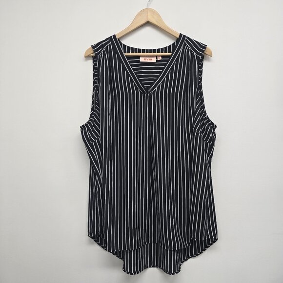 EVRI Sleeveless Tank Top Blouse Top Women's Size 2X Classic Striped High-Low - Picture 1 of 7